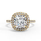 Cushion Halo Solitaire Diamond Engagement Ring