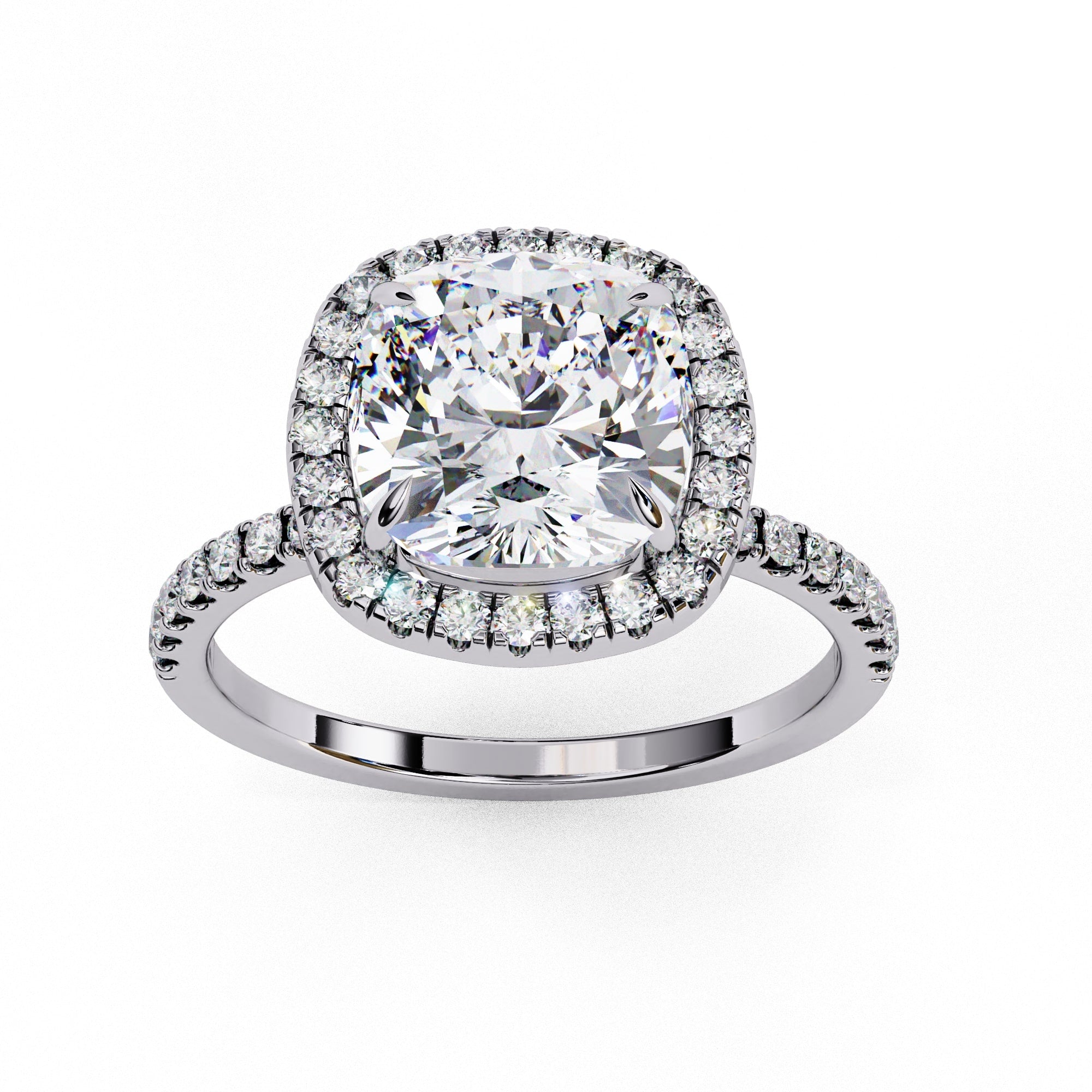Cushion Halo Solitaire Diamond Engagement Ring