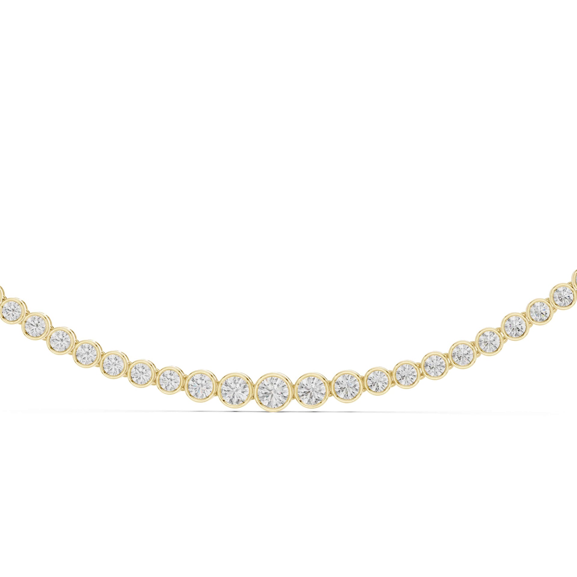 Gold necklace with diamonds on a white background