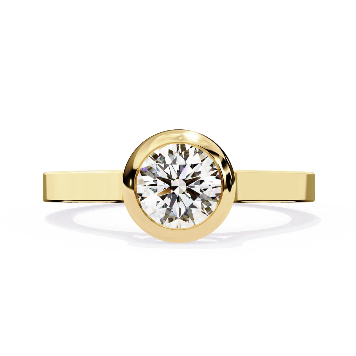 Bezel Set Round Cut Diamond Solitaire Ring