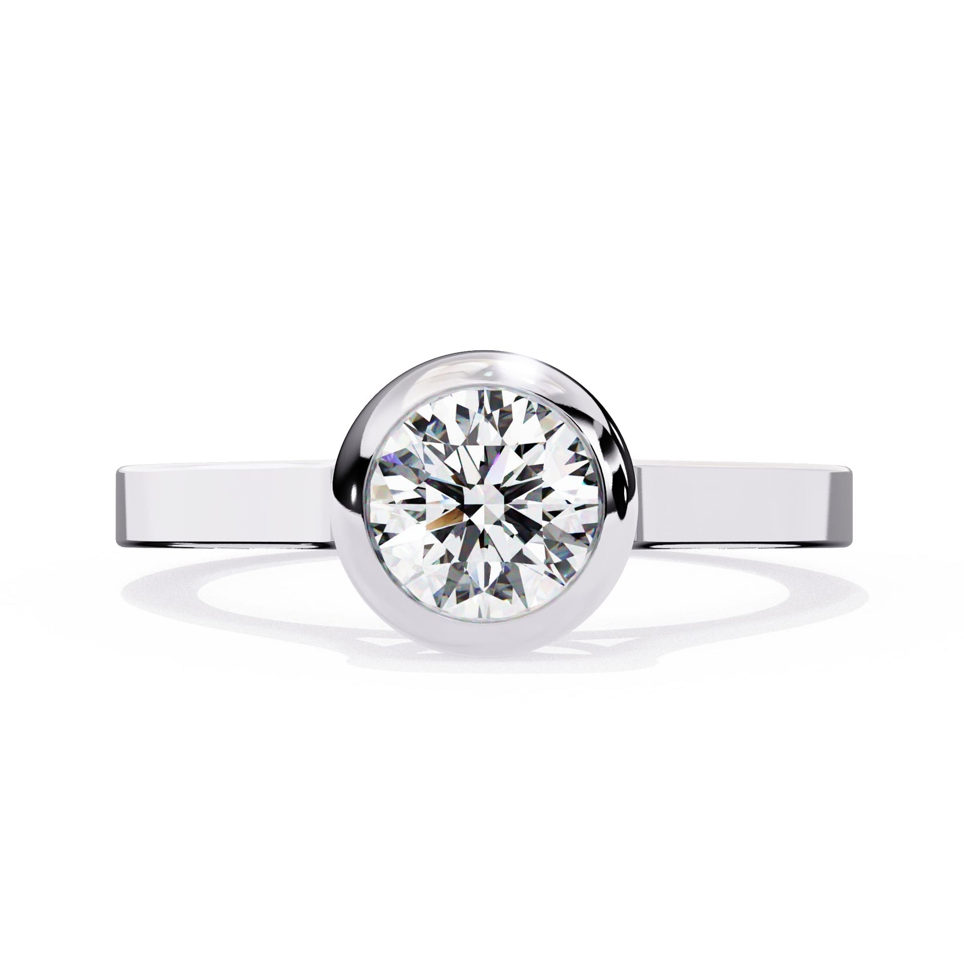 Bezel Set Round Cut Diamond Solitaire Ring