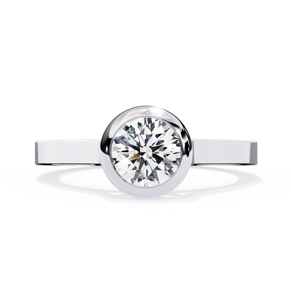 Bezel Set Round Cut Diamond Solitaire Ring