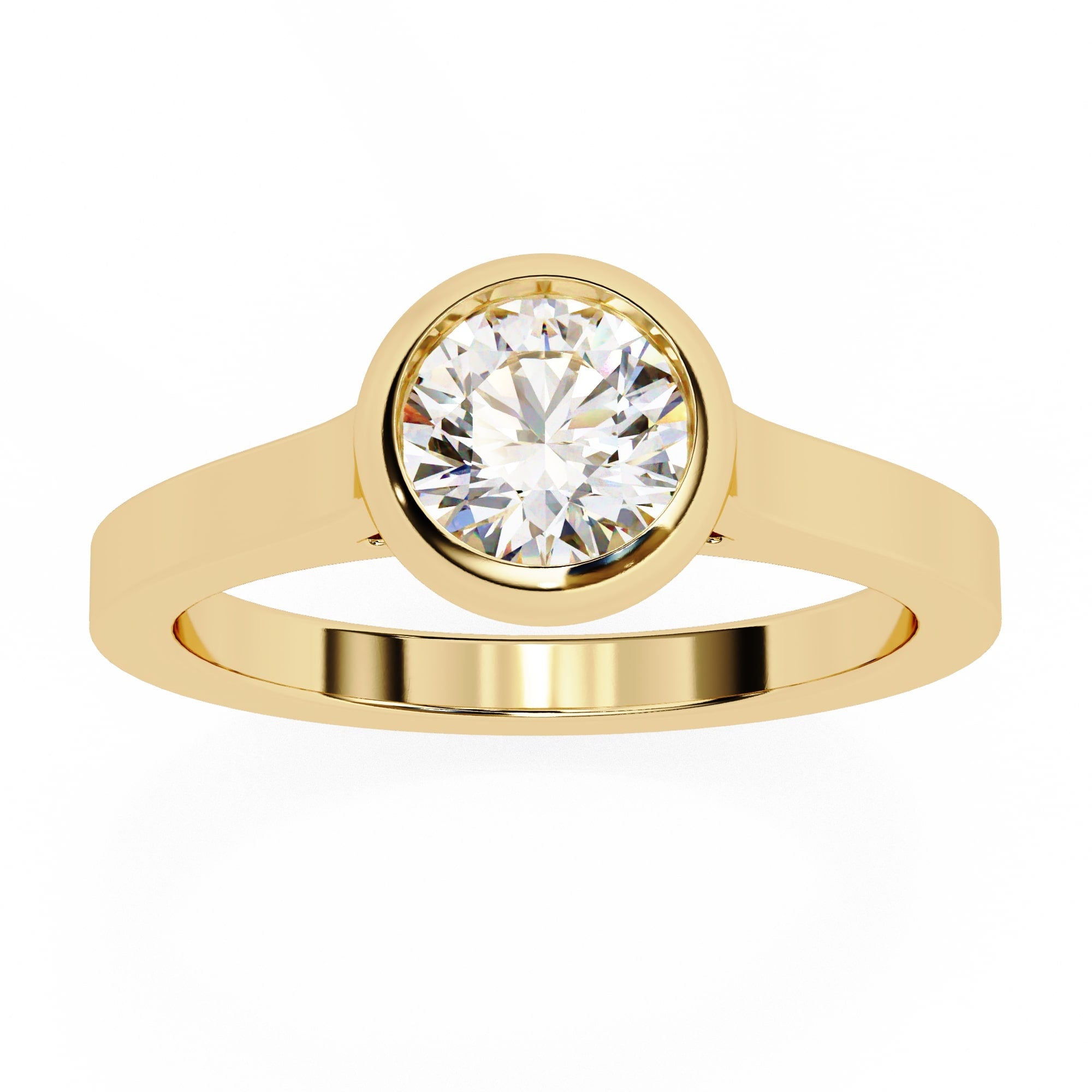 Bezel Set Round Cut Diamond Solitaire Ring