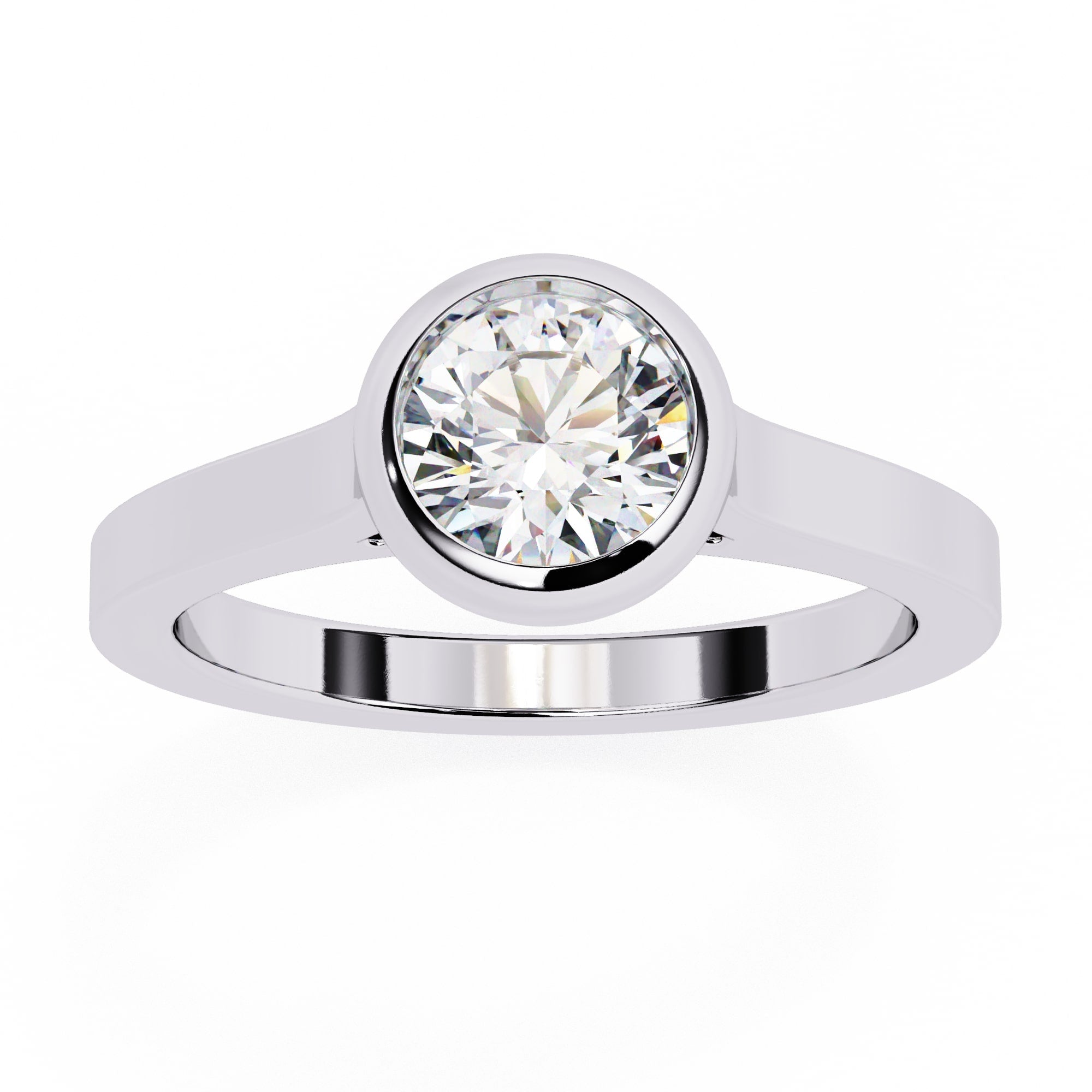 Bezel Set Round Cut Diamond Solitaire Ring