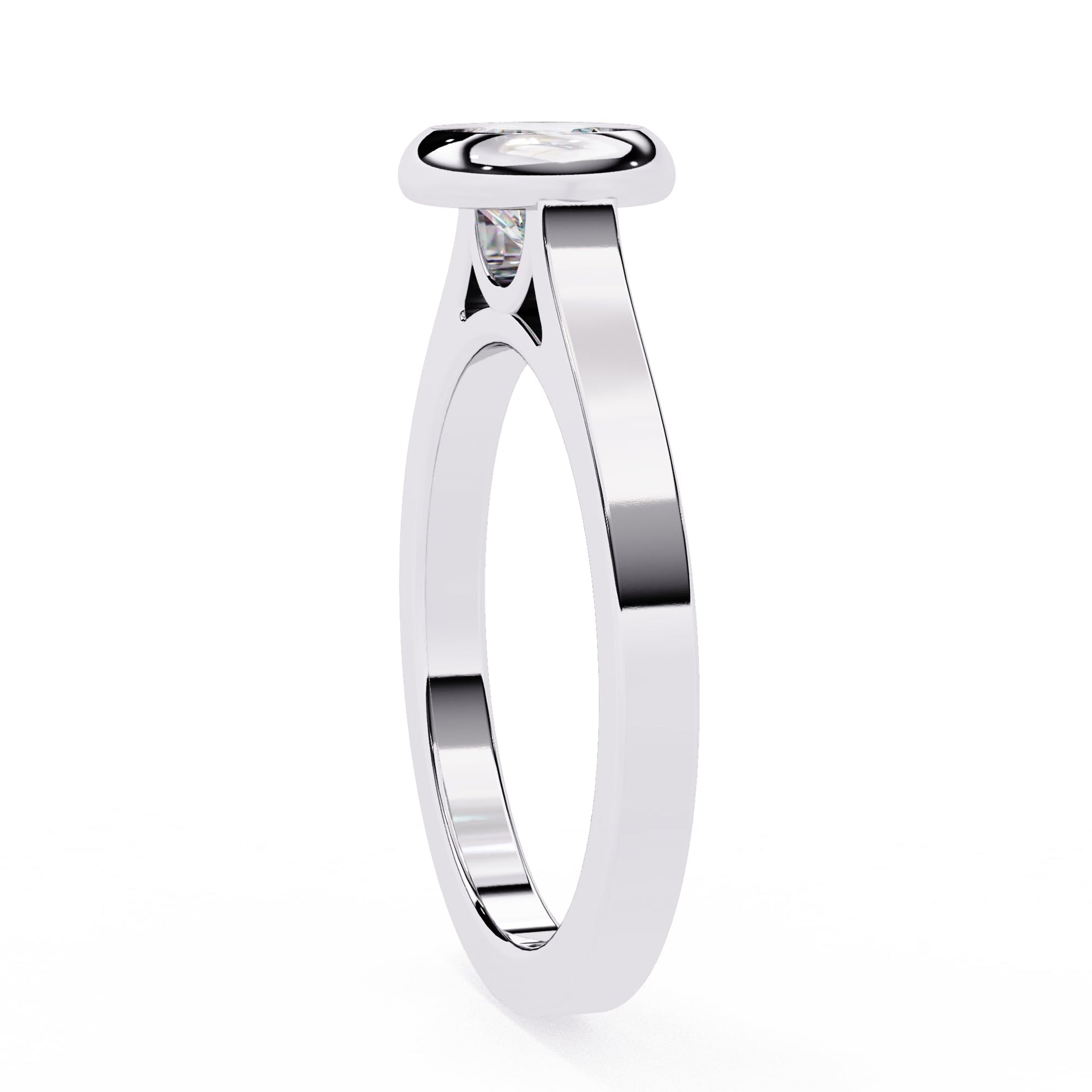 Bezel Set Round Cut Diamond Solitaire Ring