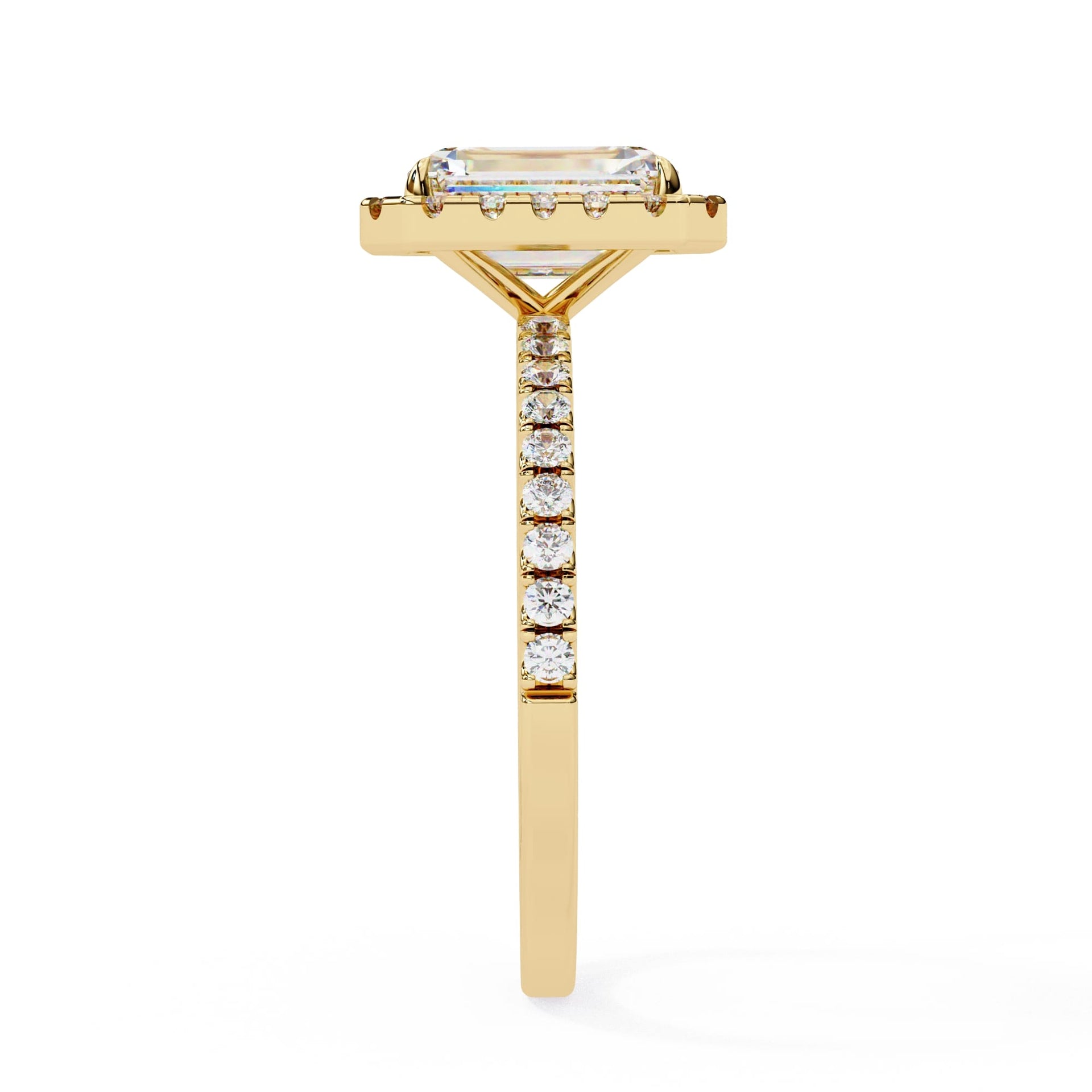 Radiant Cut Lab Diamond Engagement Ring With Halo Setting