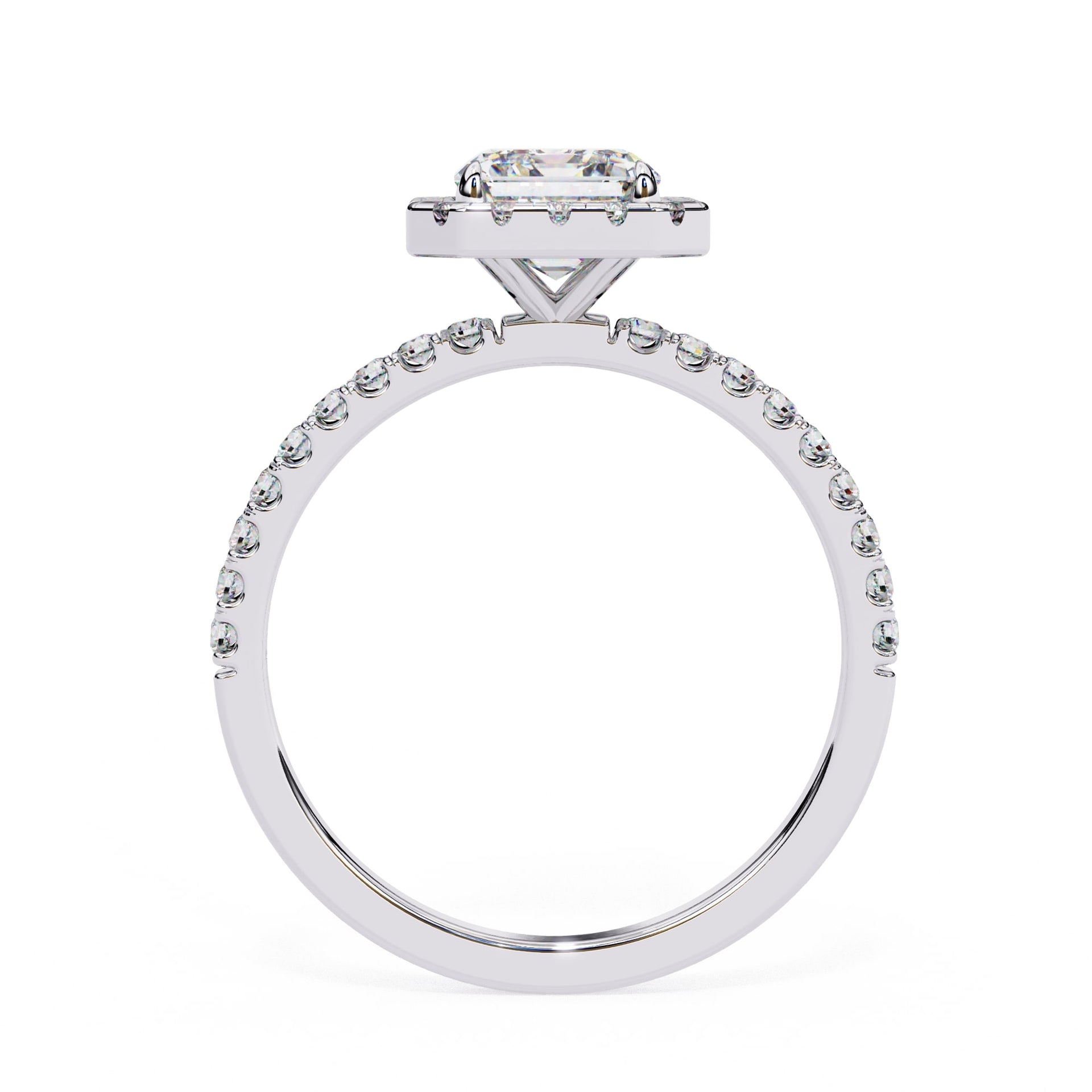 Radiant Cut Lab Diamond Engagement Ring With Halo Setting