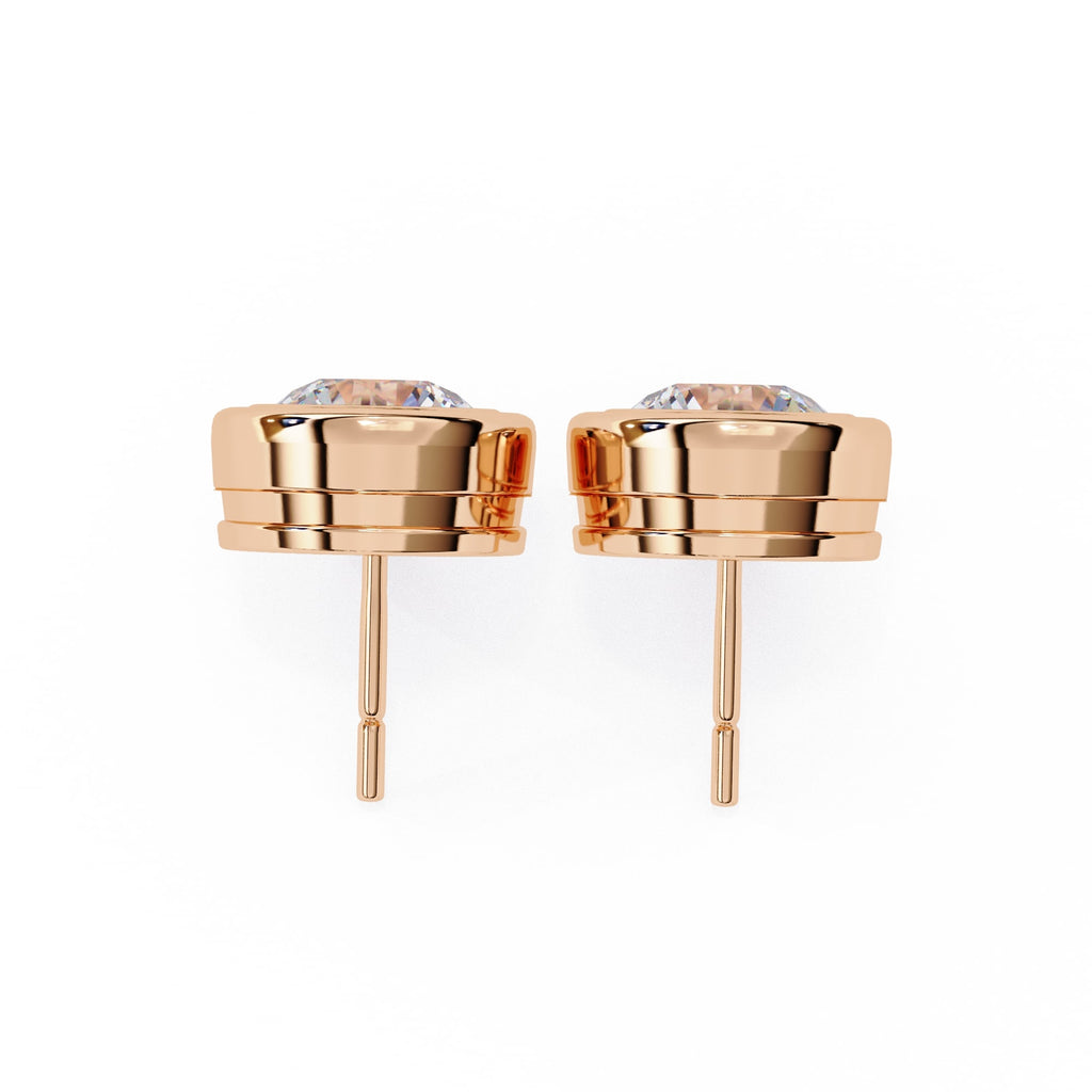 Round Bezel Stud Diamond Earrings