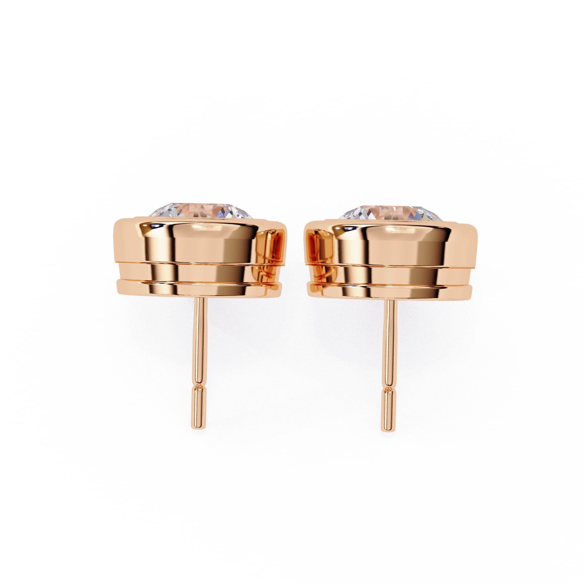 Round Bezel Stud Diamond Earrings