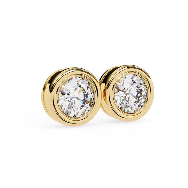 Round Lab Diamond Bezel Stud Diamond Earrings