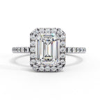 Classic Emerald Diamond Halo Engagement Ring