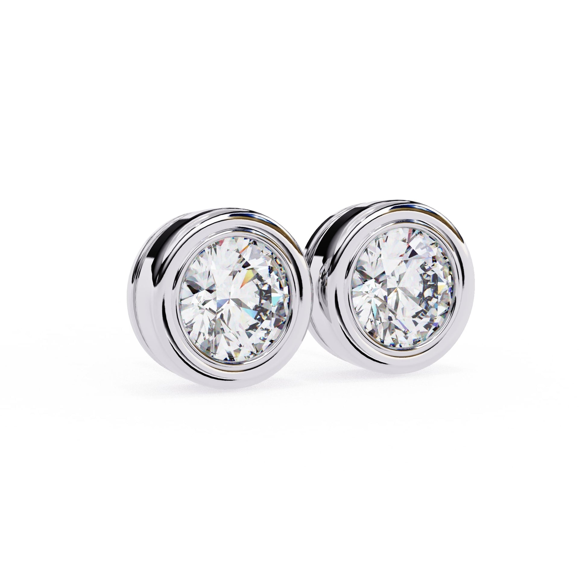 Round Lab Diamond Bezel Stud Diamond Earrings