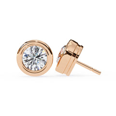 Round Bezel Stud Diamond Earrings