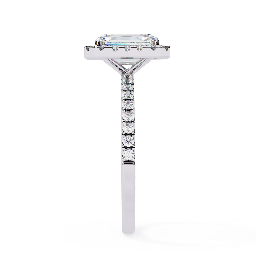 Classic Emerald Diamond Halo Engagement Ring