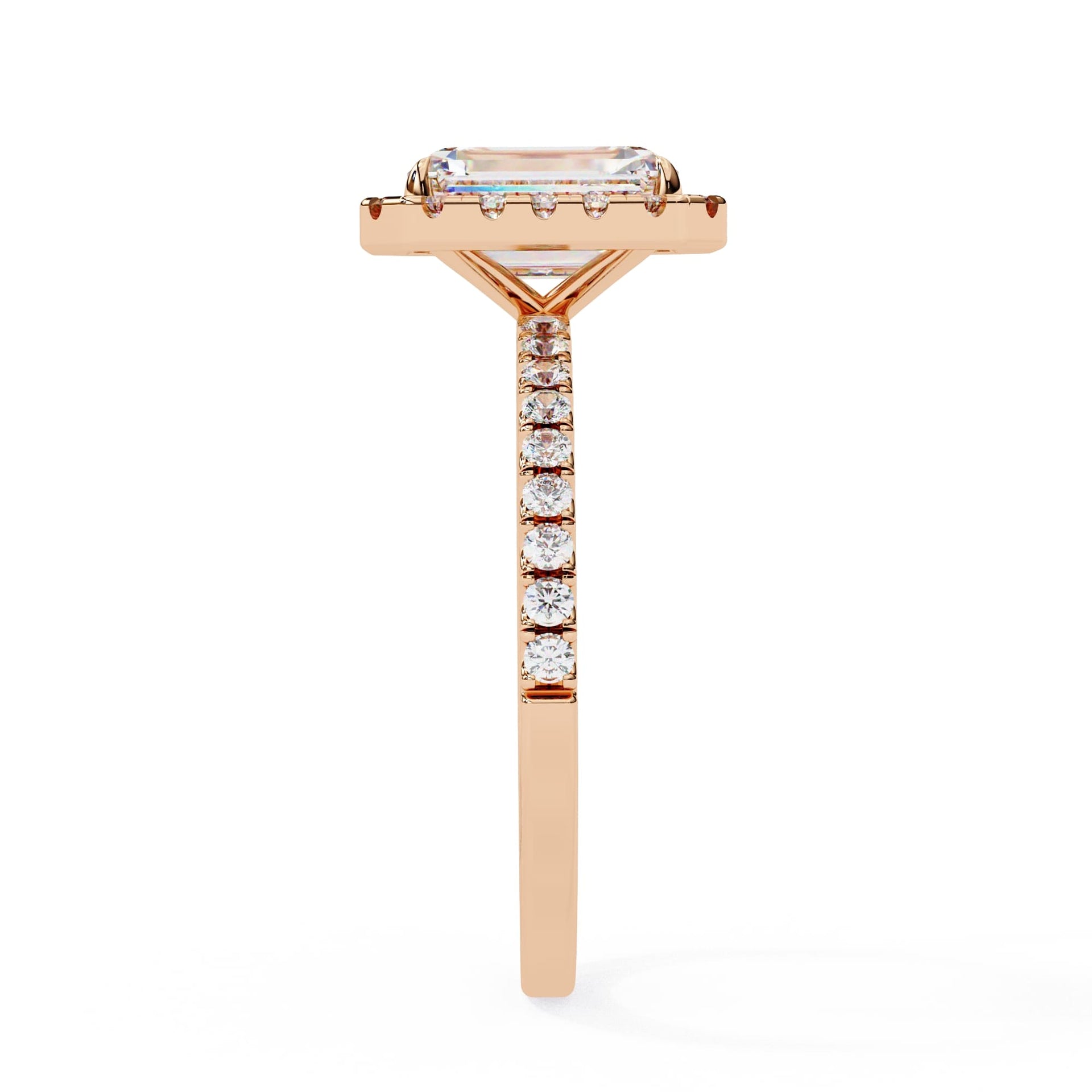 Radiant Cut Lab Diamond Engagement Ring With Halo Setting