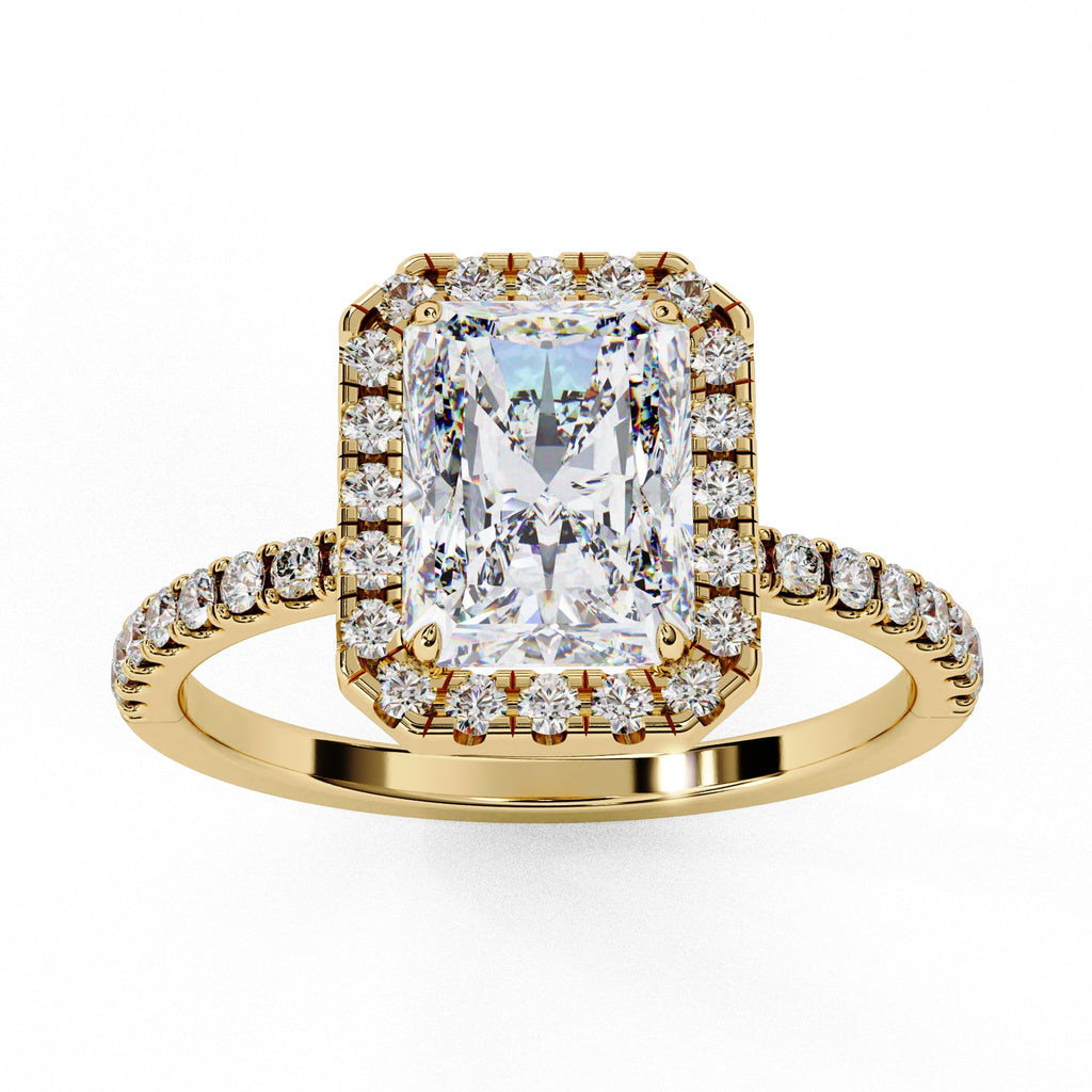 Radiant Diamond Engagement Ring With Halo Setting