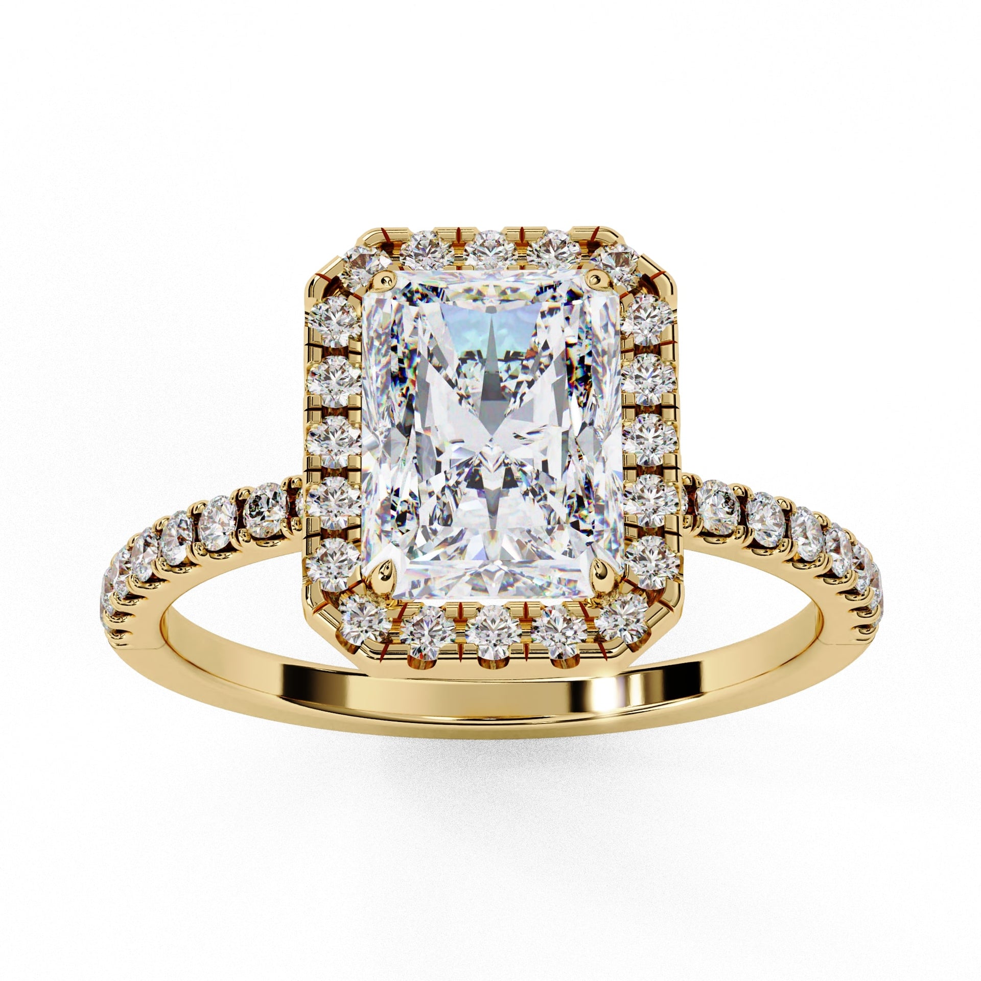 Radiant Cut Lab Diamond Engagement Ring With Halo Setting