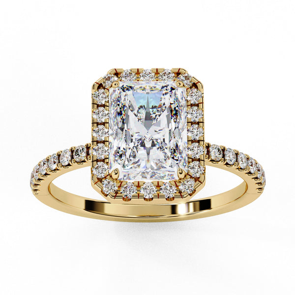 Radiant Cut Lab Diamond Engagement Ring With Halo Setting