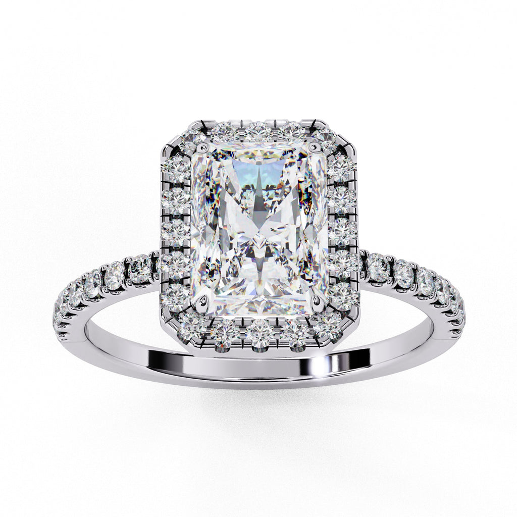 Radiant Diamond Engagement Ring With Halo Setting