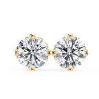 Round Brilliant Diamond Stud 4 Double Claw Prong Setting