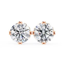 Round Brilliant Diamond Stud 4 Double Claw Prong Setting