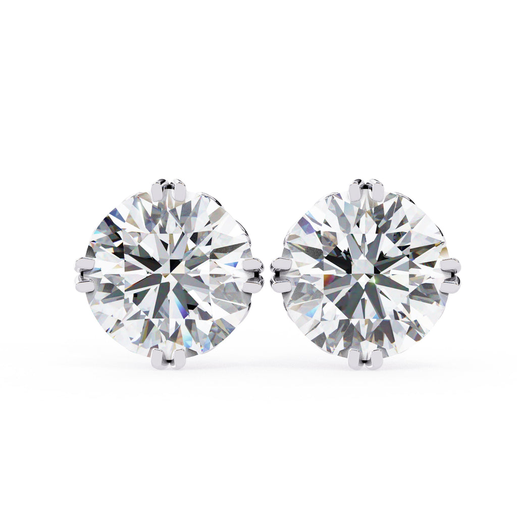 2.57 Carat Round Brilliant Diamond Solitaire Stud Earrings