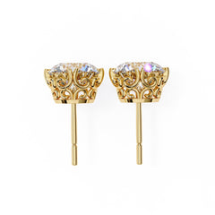 Round Brilliant Diamond Stud 4 Double Claw Prong Setting
