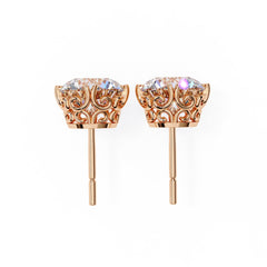 Round Brilliant Diamond Stud 4 Double Claw Prong Setting