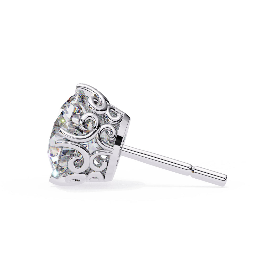 Round Brilliant Diamond Stud 4 Double Claw Prong Setting