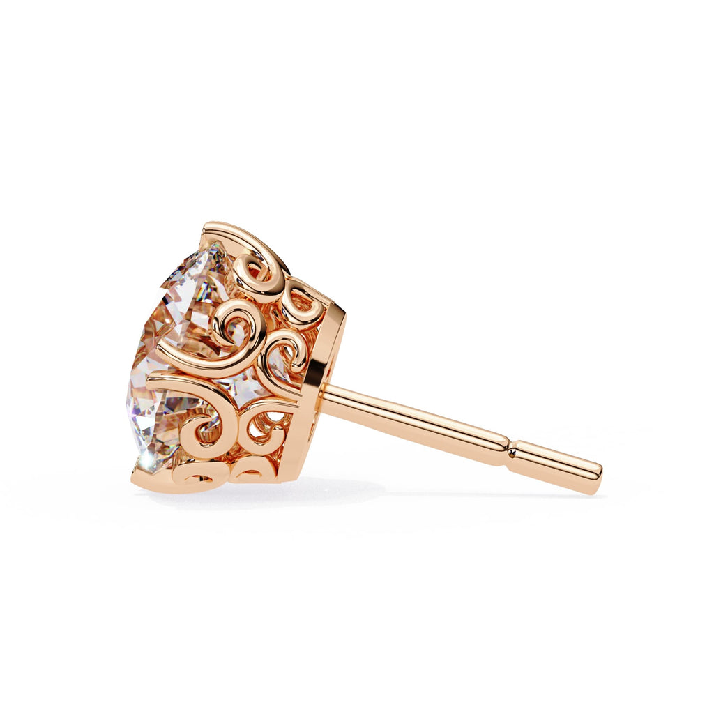 Round Brilliant Diamond Stud 4 Double Claw Prong Setting