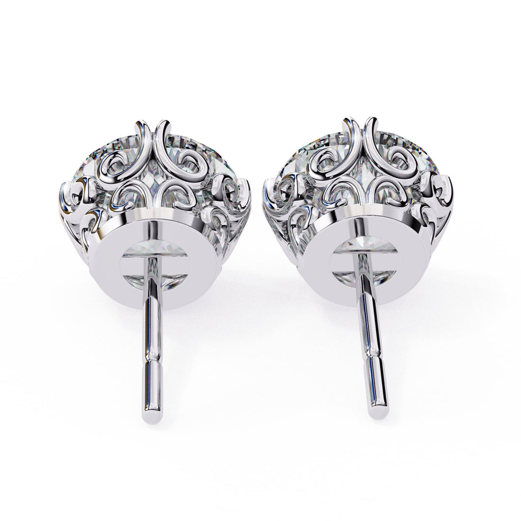 Round Brilliant Diamond Stud 4 Double Claw Prong Setting