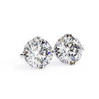 Round Brilliant Diamond Stud 4 Double Claw Prong Setting