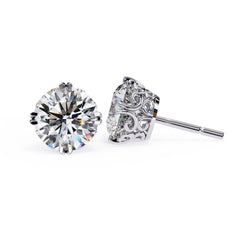 Round Brilliant Diamond Stud 4 Double Claw Prong Setting