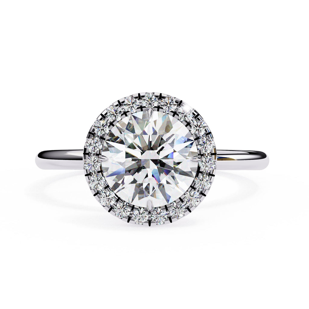 Diamond ring with a clear gemstone on a white background