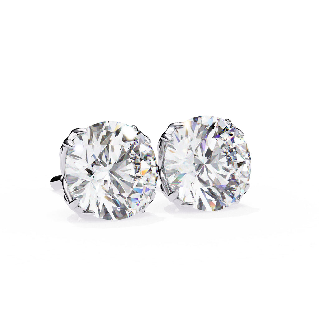 2.57 Carat Round Cut Lab Grown Diamond Push Back Solitaire Earrings