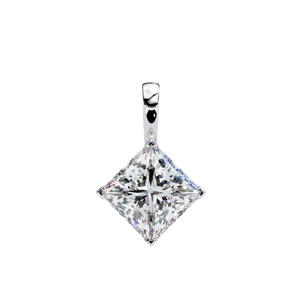 2.87 Carat Princess Cut Lab Grown Diamond Basket Solitaire Pendant