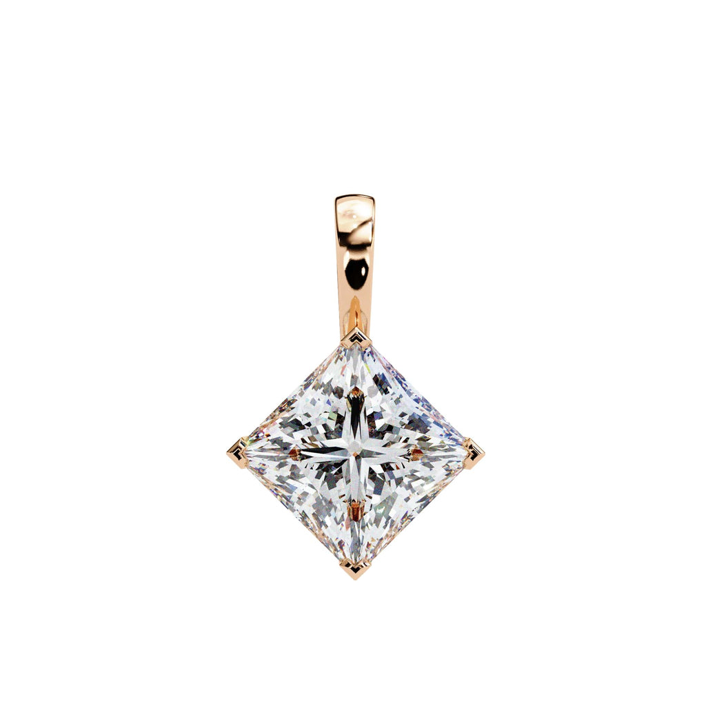 2.87 Carat Princess Cut Lab Grown Diamond Basket Solitaire Pendant