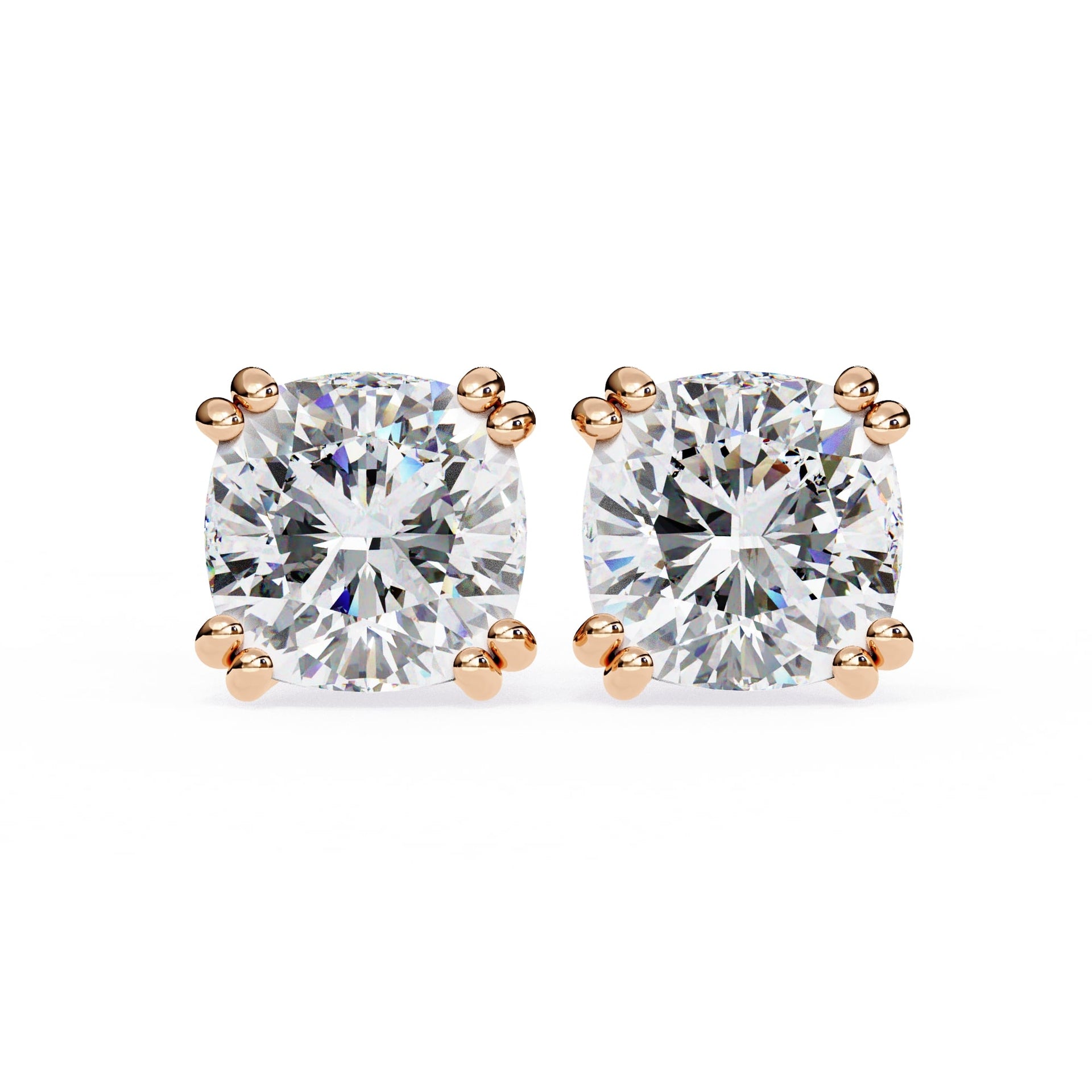 Lab  Grown Cushion Cut Diamond Stud Earrings
