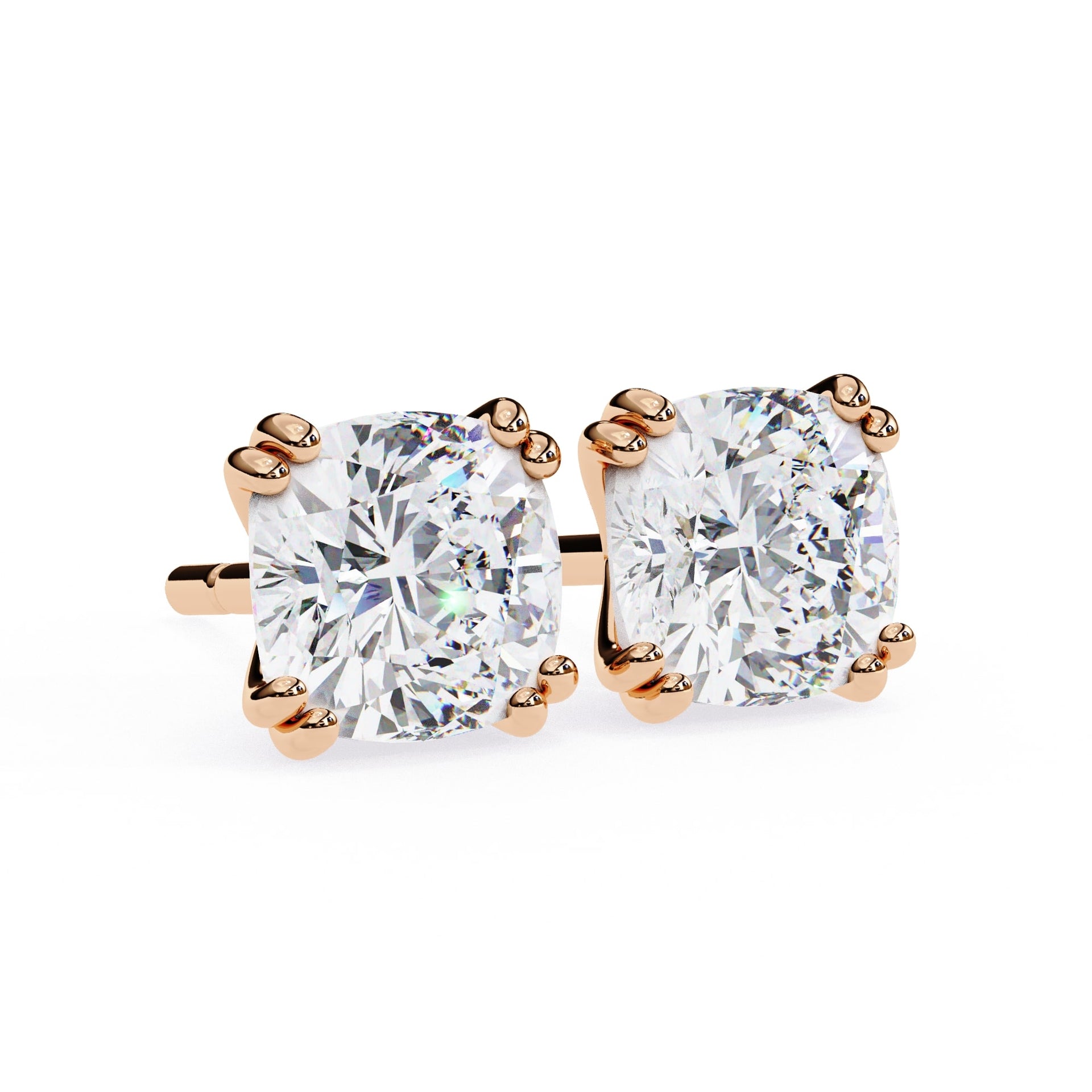 Lab  Grown Cushion Cut Diamond Stud Earrings