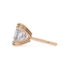 Princess Cut Diamond Stud Earrings 4 Double Claw Prong Setting