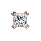 Princess Cut Diamond Stud Earrings 4 Double Claw Prong Setting