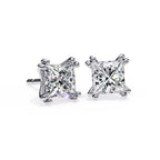 Double Claw Prong Princess Cut Diamond Stud Earrings