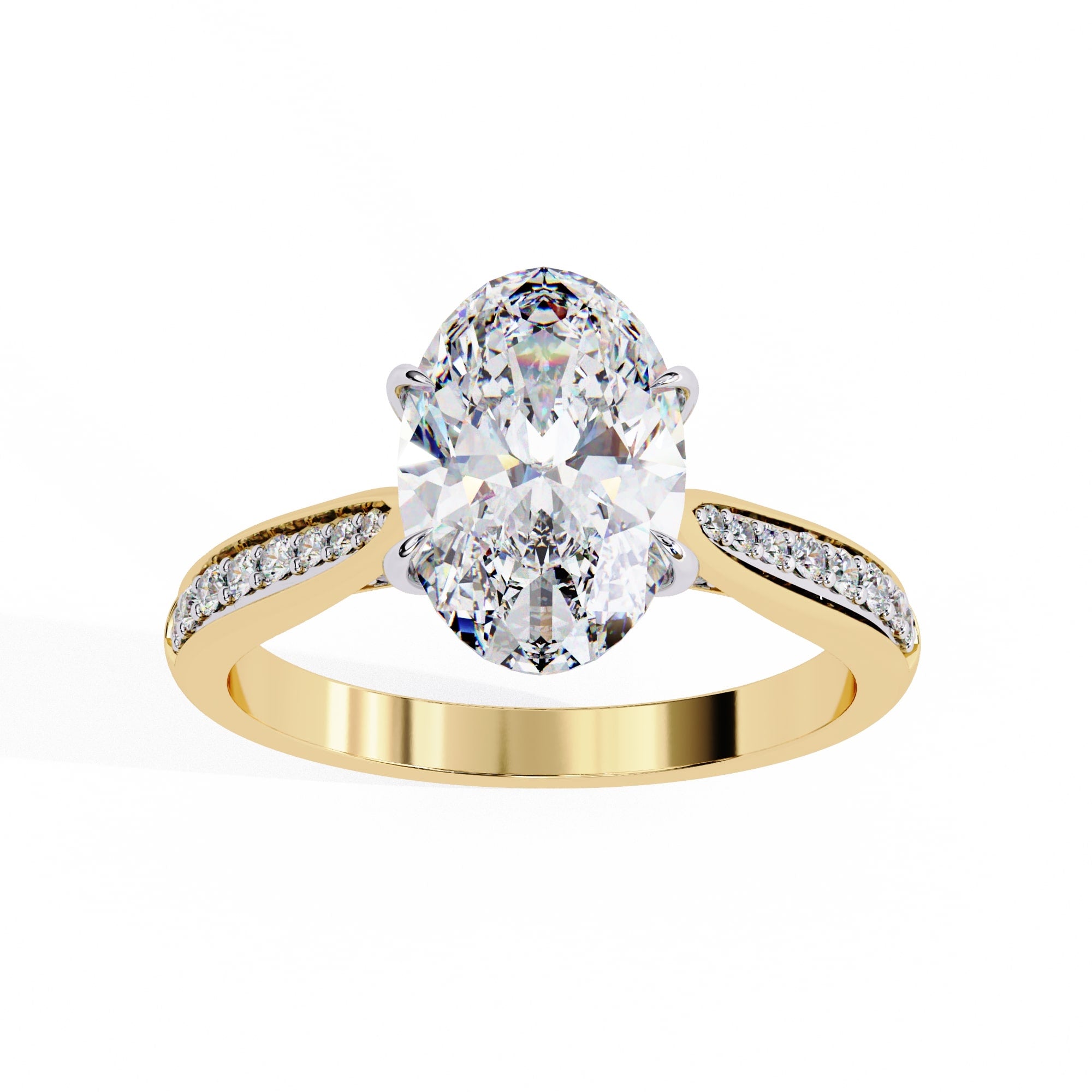 Channel Set Oval Diamond Solitaire ring