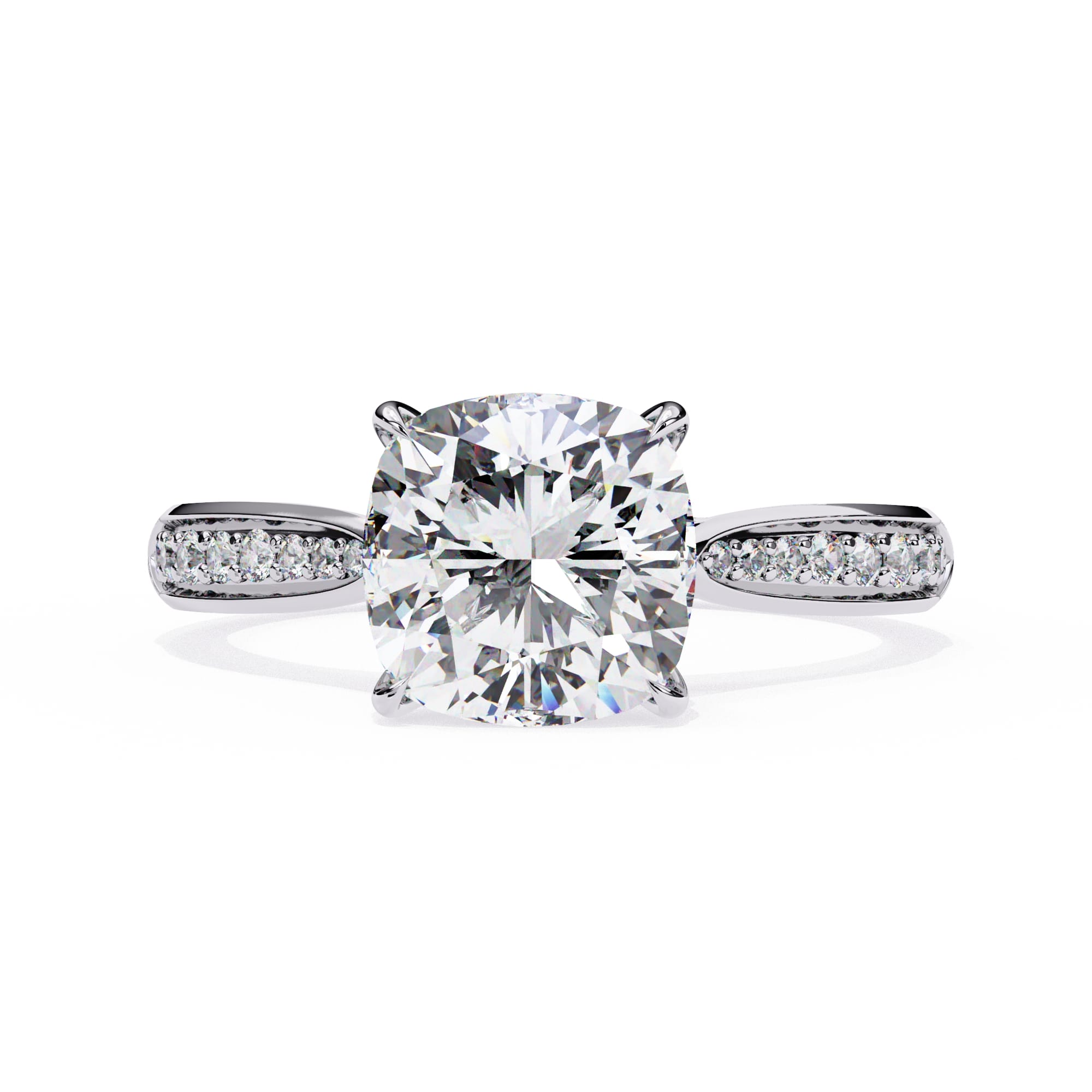 Round Cut Diamond 4 Prong Solitaire Accent Ring