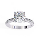 Round Cut Diamond 4 Prong Solitaire Accent Ring