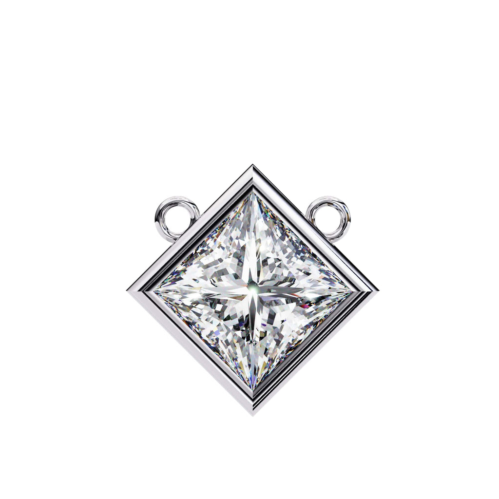 2 Carat Stylish Princess Cut Lab Grown Diamond Bezel Pendant