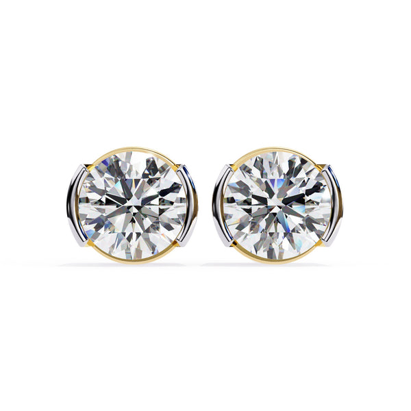 Lab Grown Round Diamond Half bezel Set Earrings