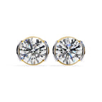 Round stud half bezel earrings
