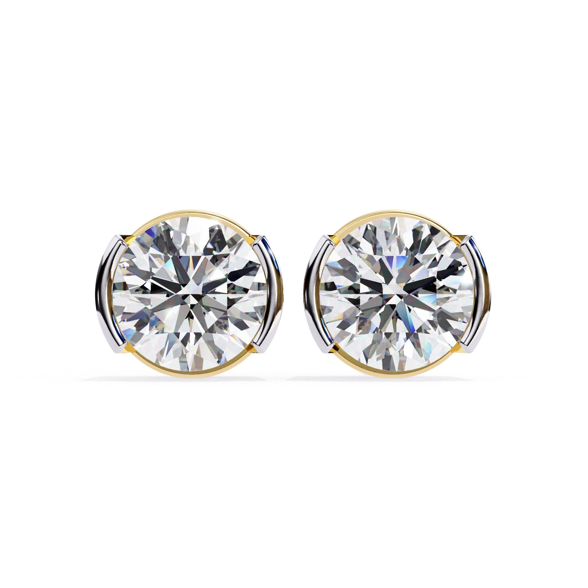 Lab Grown Round Diamond Half bezel Set Earrings