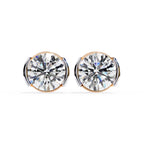Lab Grown Round Diamond Half bezel Set Earrings